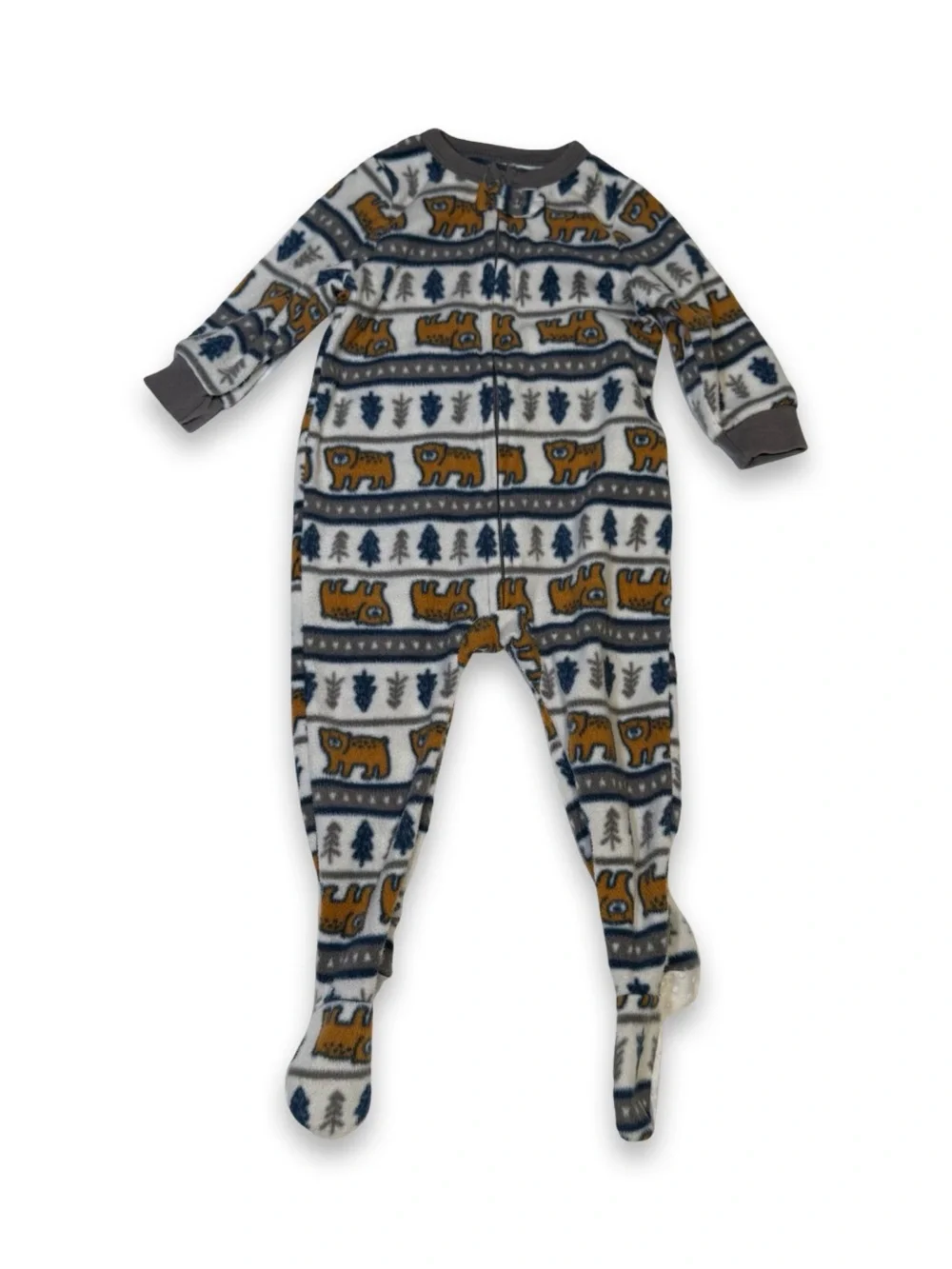 Bear Print Footed Fleece Pajama — Chick Pea Pajamas, 12M